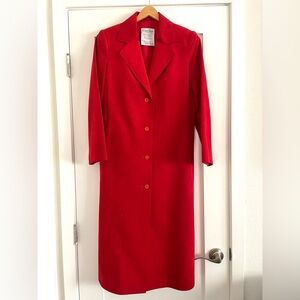 Gene Roye Stunning Vintage Red Suede Buttoned Long Sleeve Trench Coat Size Small